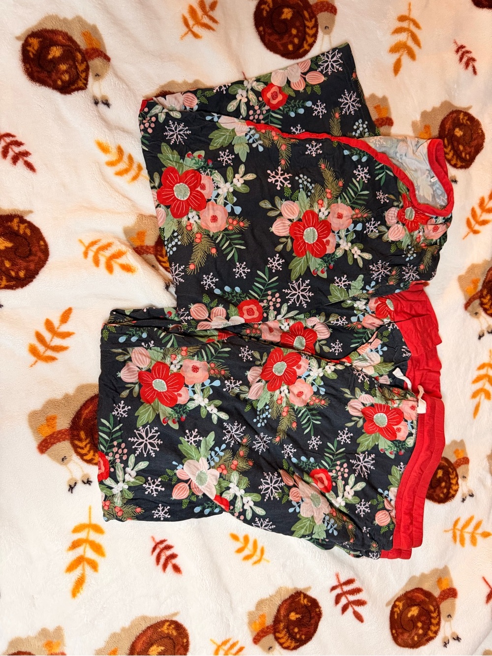 Little Sleepies Black Floral Holiday Pajama  Set